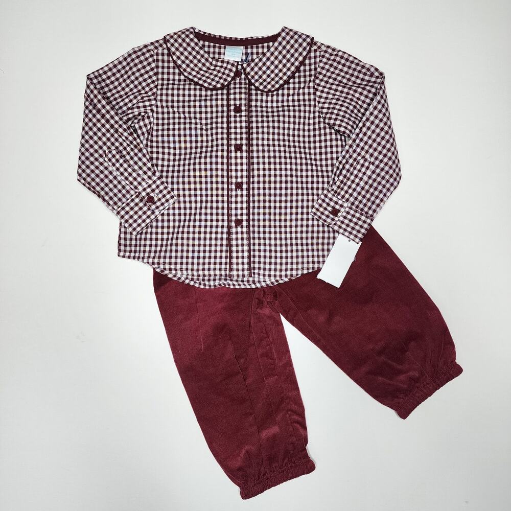 Edgehill Collection Darby Burgundy Corduroy Reversible Pants Set Size 18 M